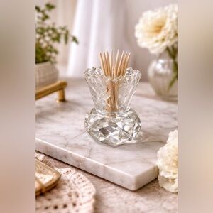 Vintage Cut Glass Toothpick Holder / Mini Votive Candle Holder